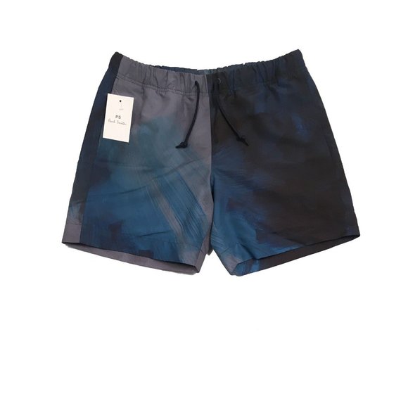 NEW Paul Smith Bathing Suit (Swim Trunks)! 34Gray Blue PrintHeavierElastic